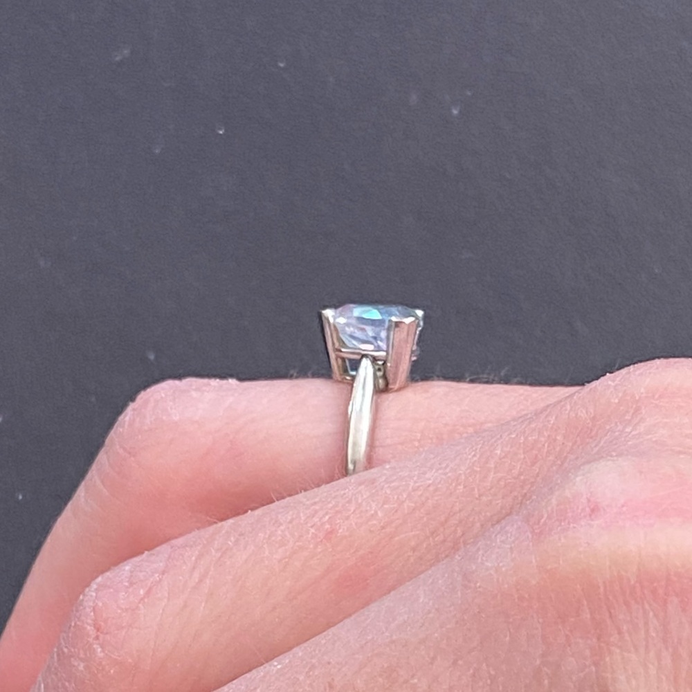 14k White Gold-Heart-Cut Opalescent Ring - Picture 3 of 8